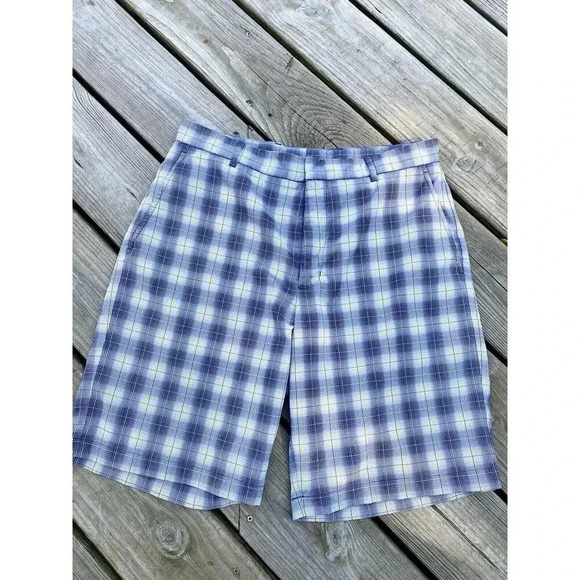 Walter Hagen Other - Walter Hagen Chino Shorts Mens 34 Blue White Checkered Golf Flat Front EUC